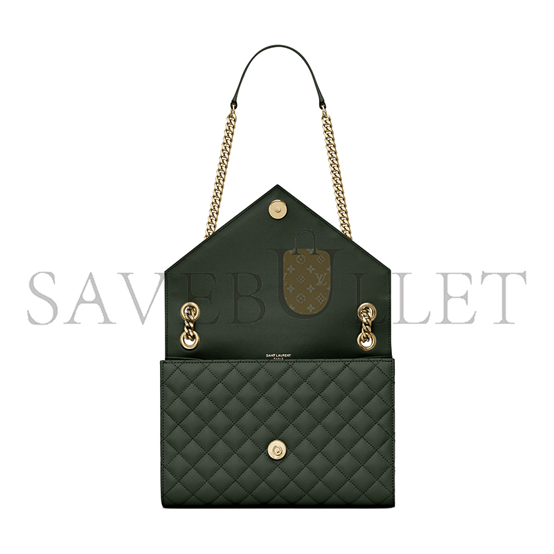 YSL ENVELOPE MEDIUM IN QUILTED GRAIN DE POUDRE EMBOSSED LEATHER 600185BOW913045 (24*17.5*6cm)